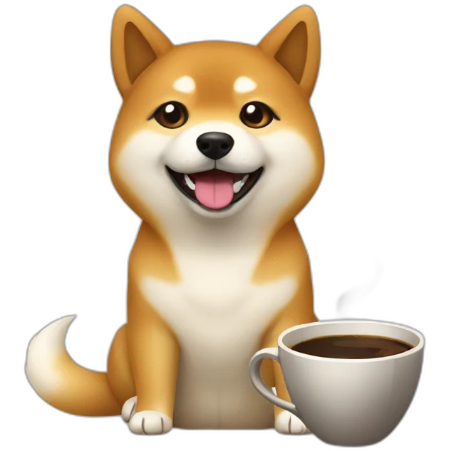 Shiba inu with coffee emoji