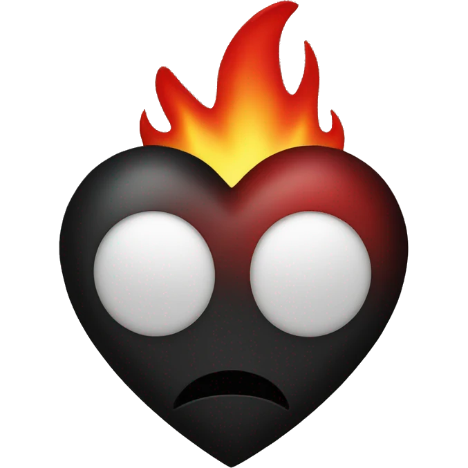 Black heart with red flames around it emoji