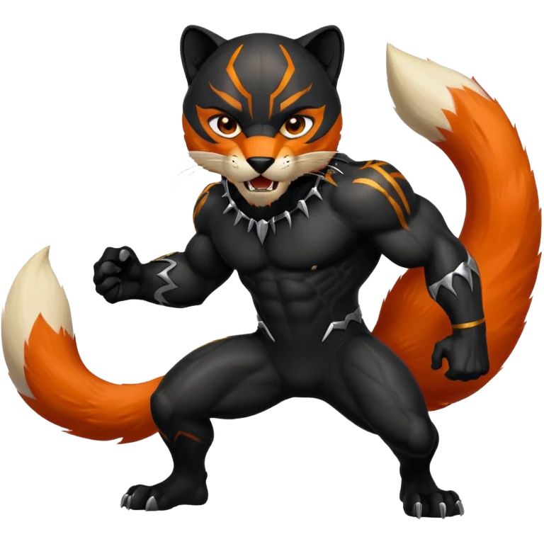 A black panther but it is killing orange colored fox emoji