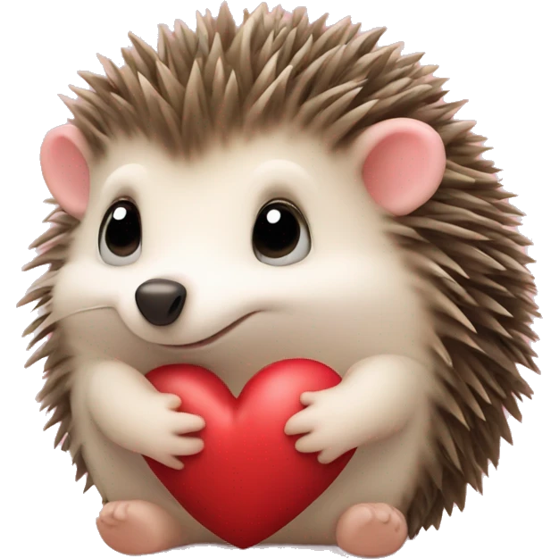 A cute little hedgehog holds a heart in its paws emoji