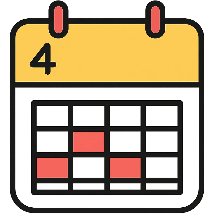 icon of a four-month calendar, minimalistic, clear grid, subtle color highlights emoji