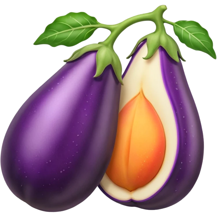Eggplant with white liquid coming out the top being inserted into a peach emoji