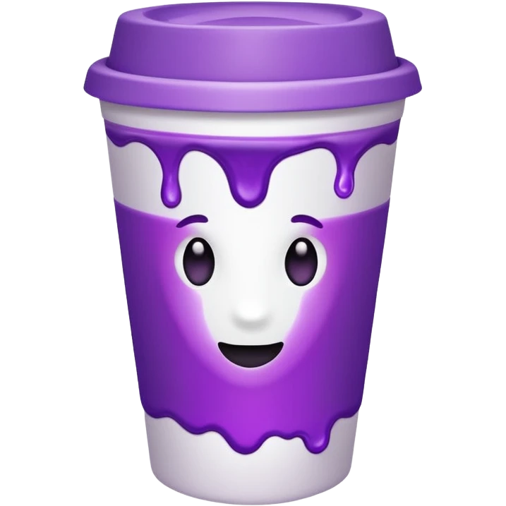 White solid paper cup filled with purple drank emoji