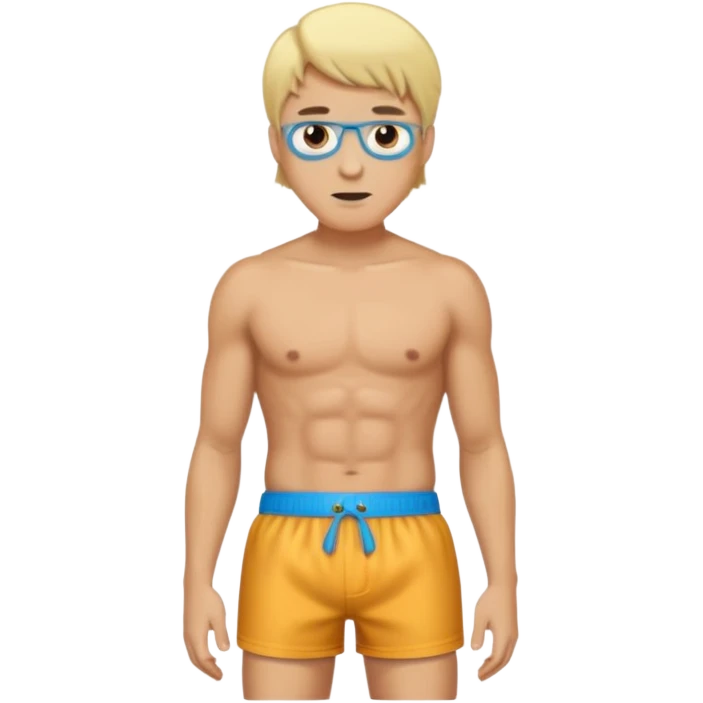 a blonde man with only boxer standing emoji