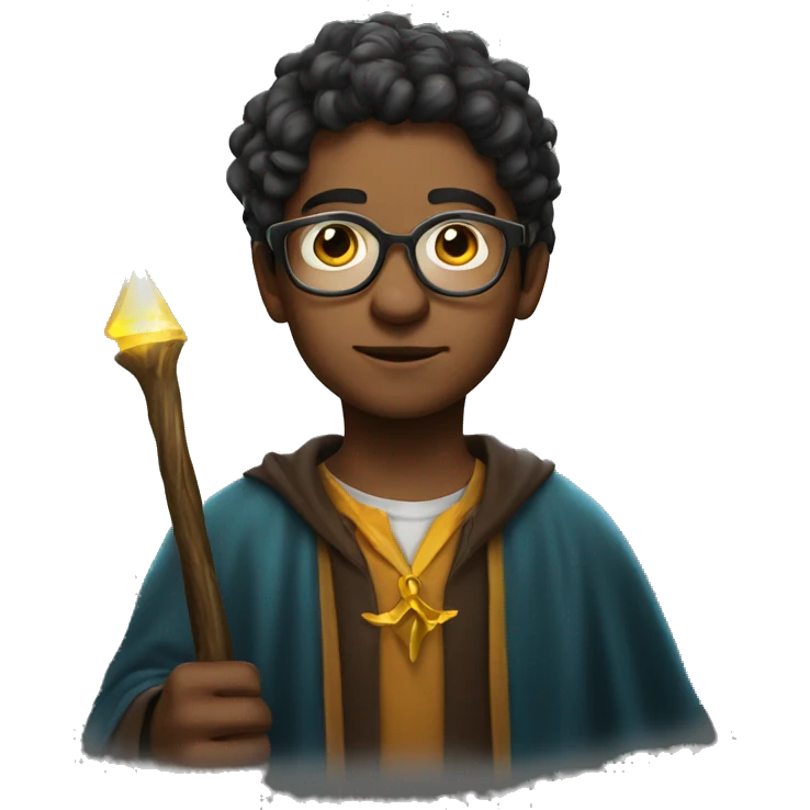 a young wizard wearing glass with lighting   emoji