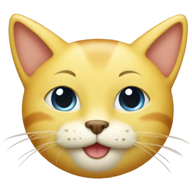 Cozy yellow cat with smiling face emoji