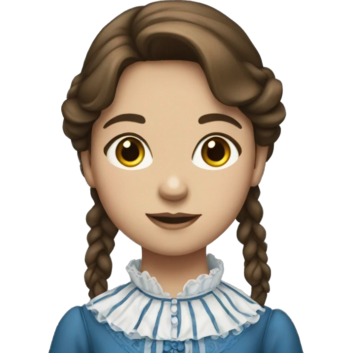 girl with brown hair and blue Victorian dress emoji