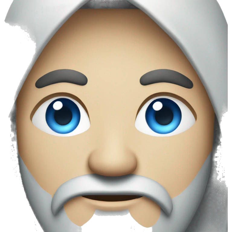blue eyes. long beard. behind laptop. male.  emoji