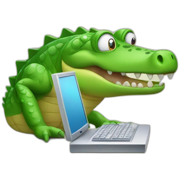 crocodile working with computer emoji