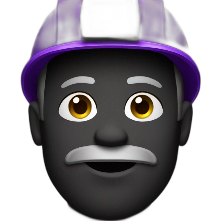 Coal miner with dust-black face and purple helmet emoji
