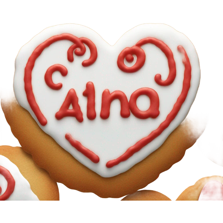 Red cookie heart with ohana emoji