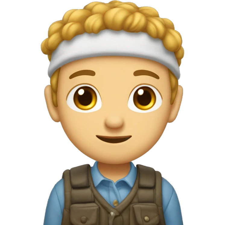 рыжая девочка в синей кофте  emoji