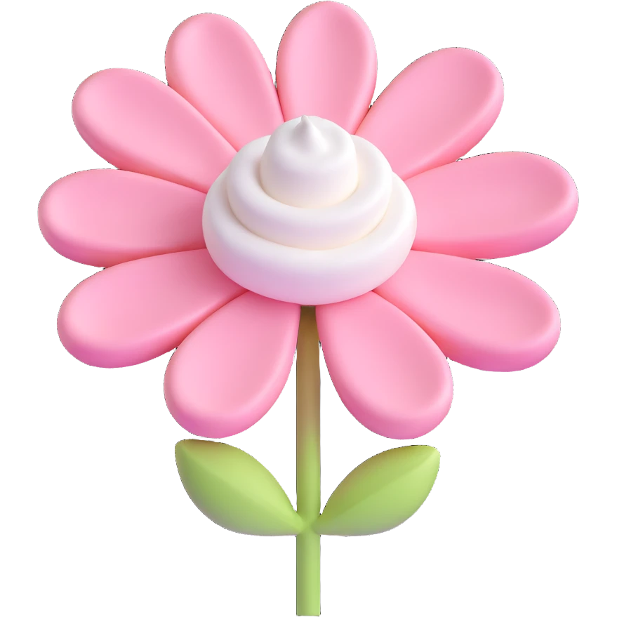 a single large flower-shaped marshmallow, pink and white, fluffy texture, isolated emoji