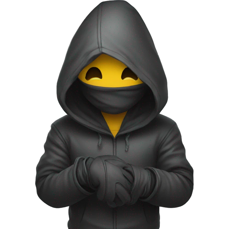 mysterious hooded boy in gloves emoji