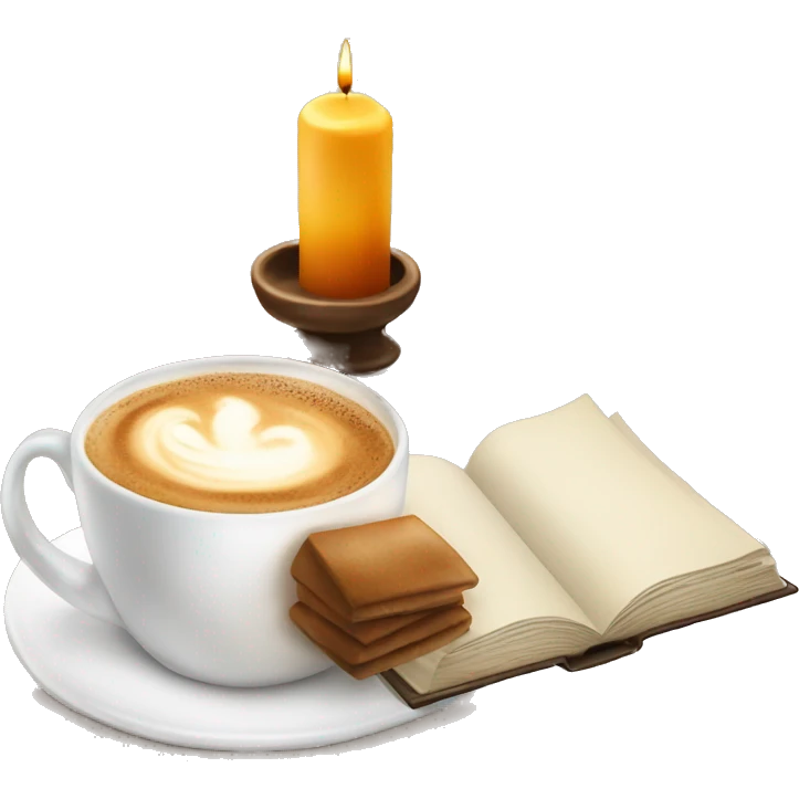 Cappuccino, candle, book and crossiant emoji