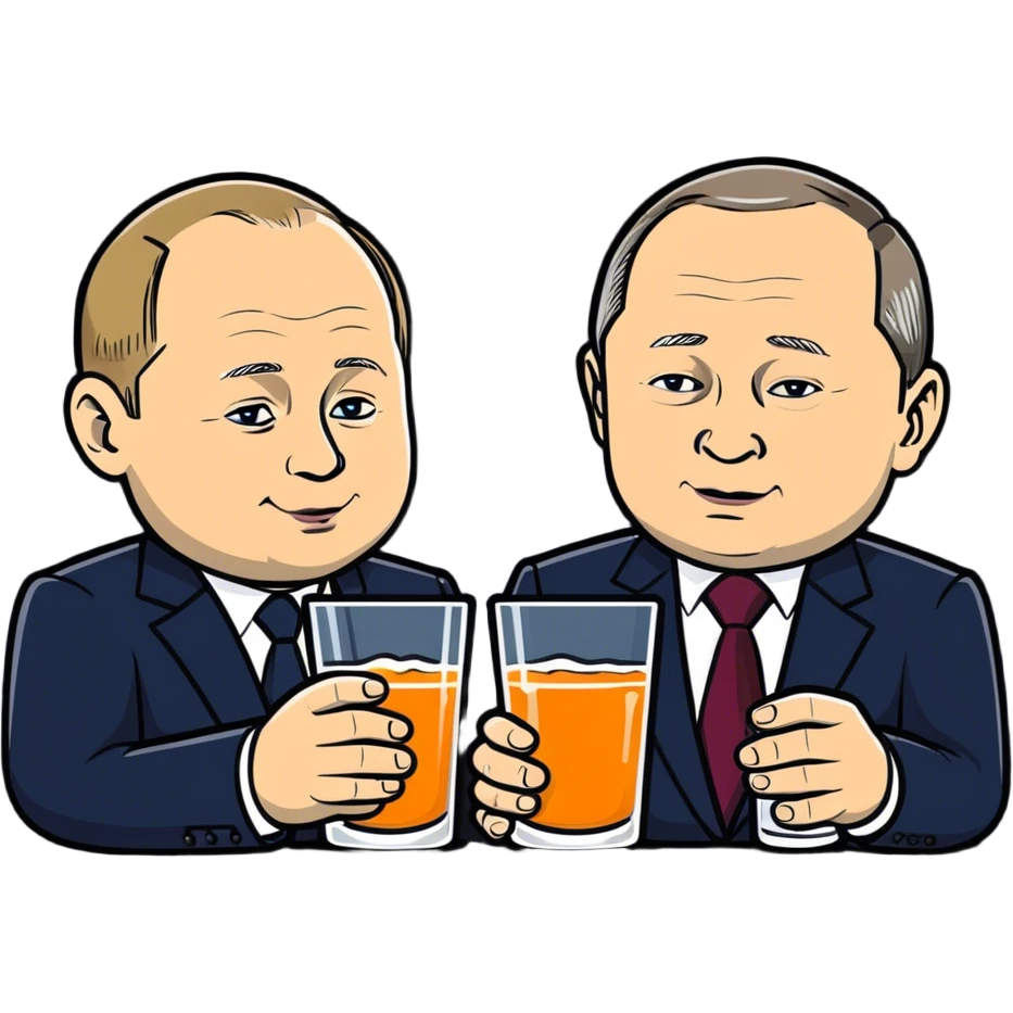 Putin drinks vodka with Medvedev. emoji