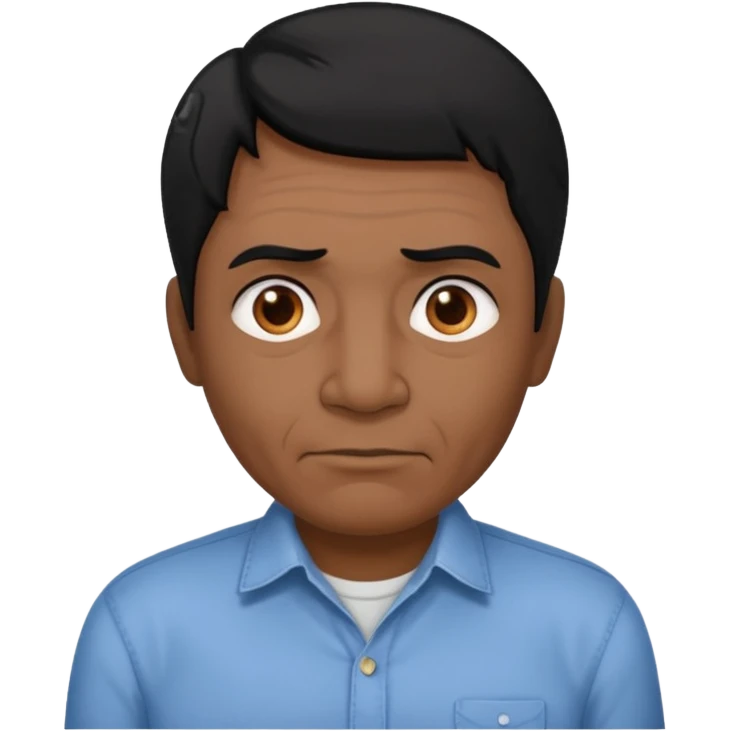 great job, now i would like a middle aged dark brown person with black hair on head in casual shirt ( make him darker in complexion and add some age emoji