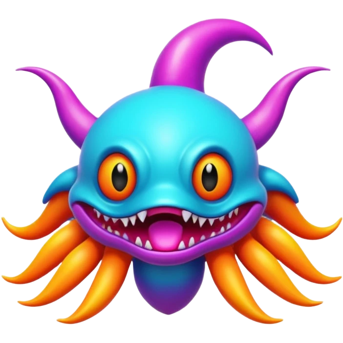 An exotic neon colorful unique bizarre eccentric Fakémon-creature emoji