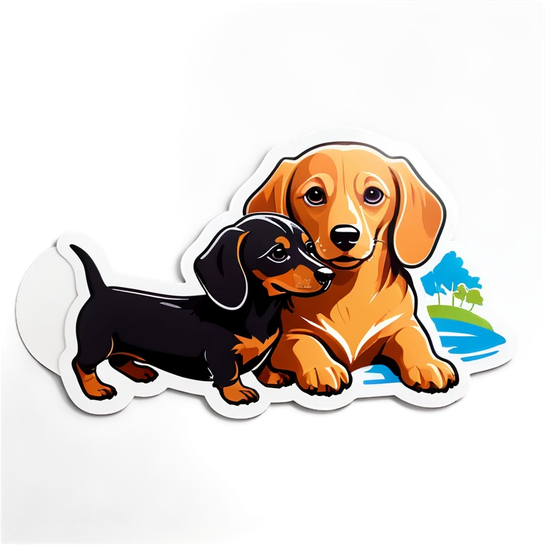 Dachshund and a labrador emoji