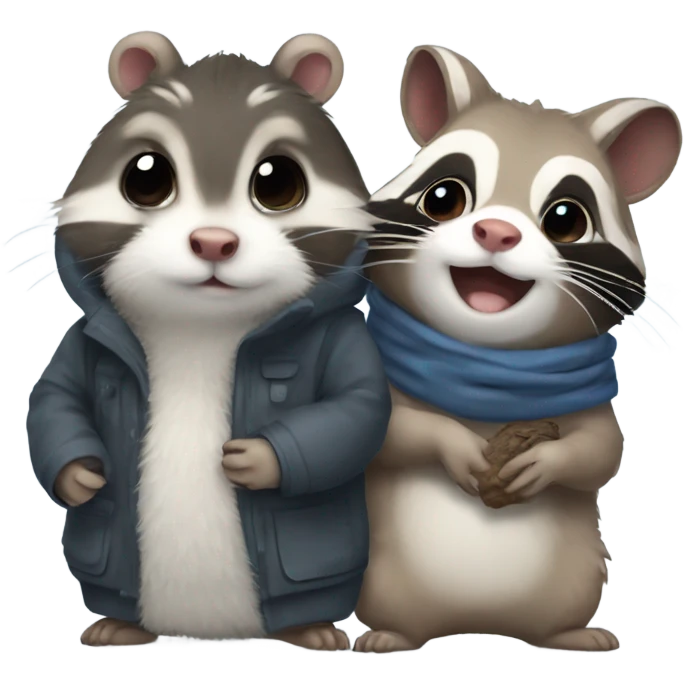Cold weather hamster and raccoon  emoji