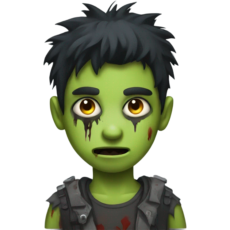 boy zombie with black wolfcut hair emoji