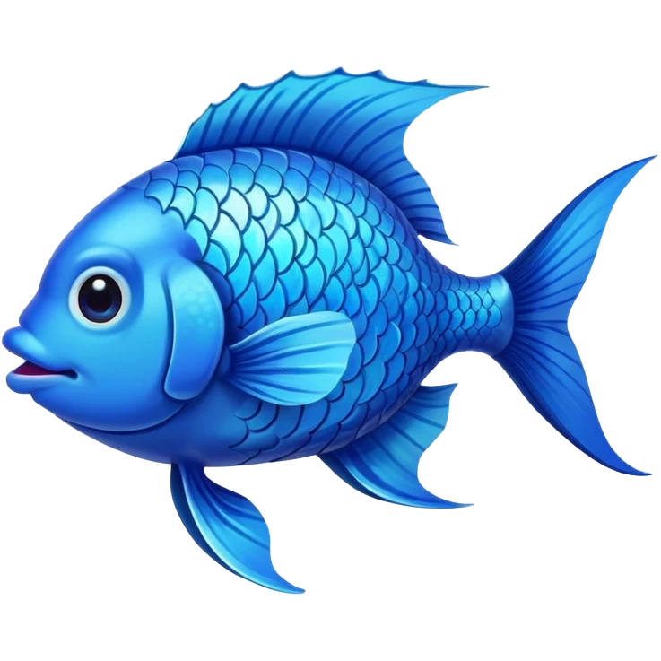 blue happy fish directly from the side looking left emoji