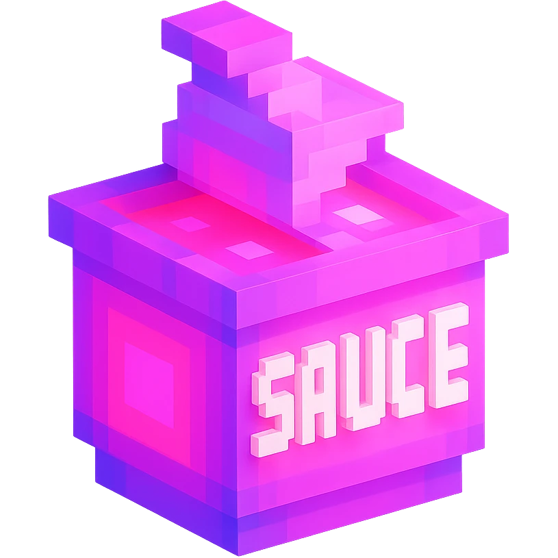 сделай соус из фастфуда розовый светящийся с надписью sauce, no background  emoji