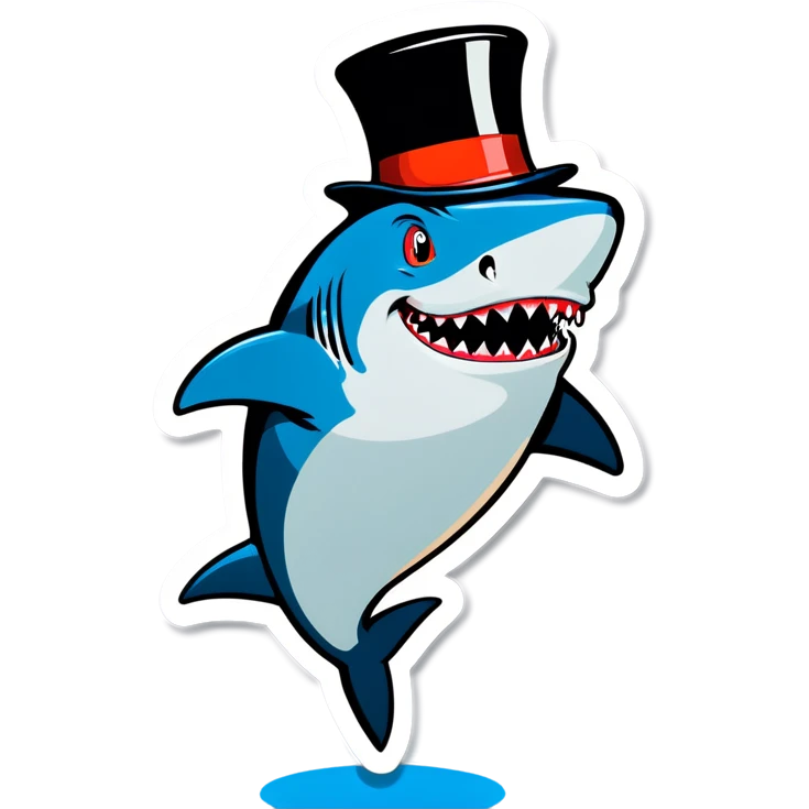 Shark with a top hat emoji
