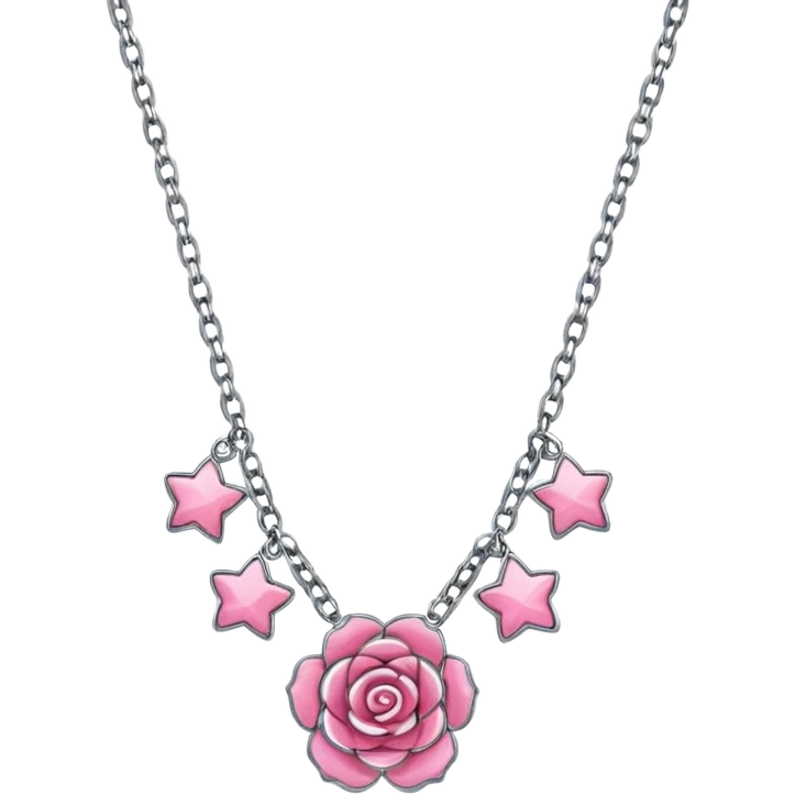 Un emoji de un collar de charms que incluya el color rosa emoji