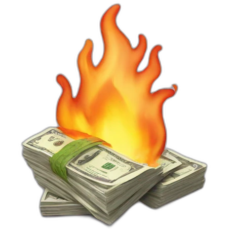 Burning wad of money emoji