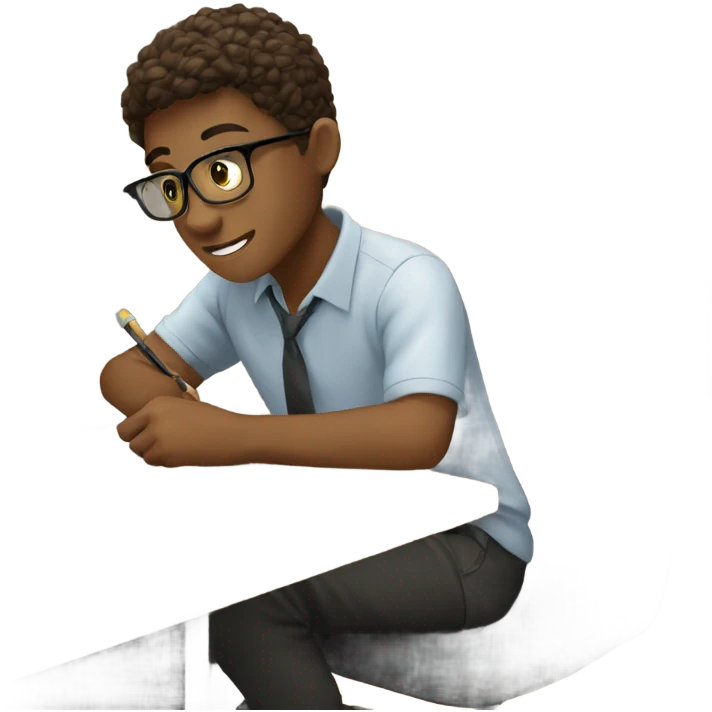 student at desk studying emoji