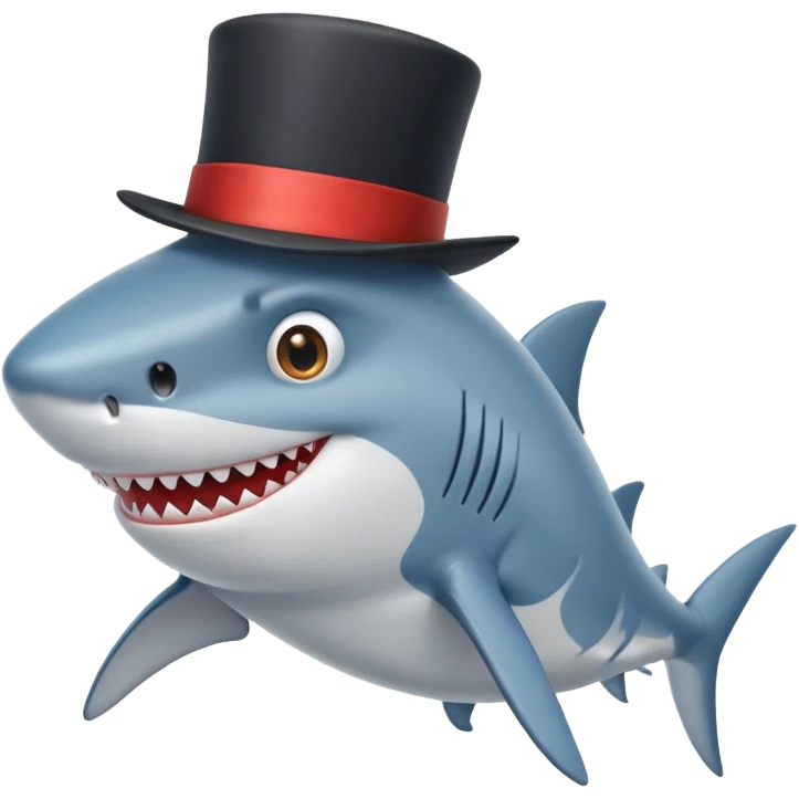 cartoon shark with a top hat emoji