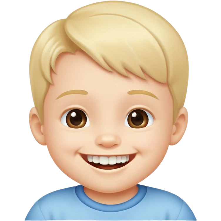 classic yellow ios emoji:
young kid, nearly todler, with just one teeth, happily greening emoji
