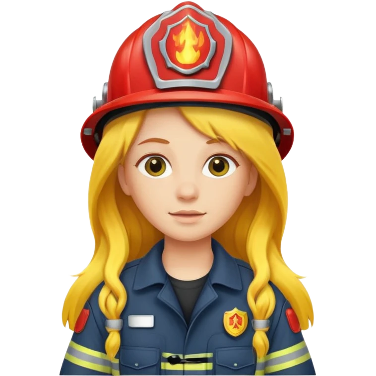 girl fireman with long yellow hair emoji