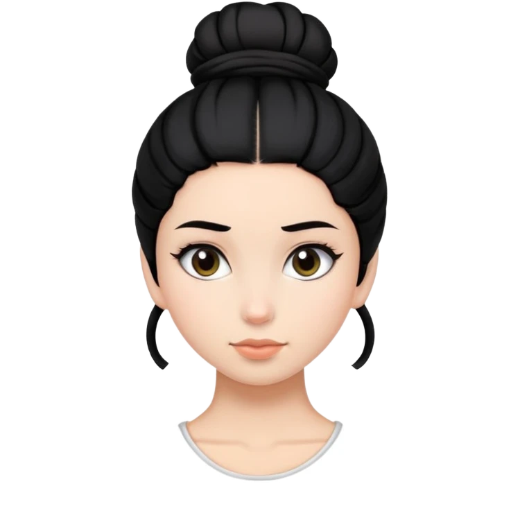The girl has tied her hair into a black bun. emoji