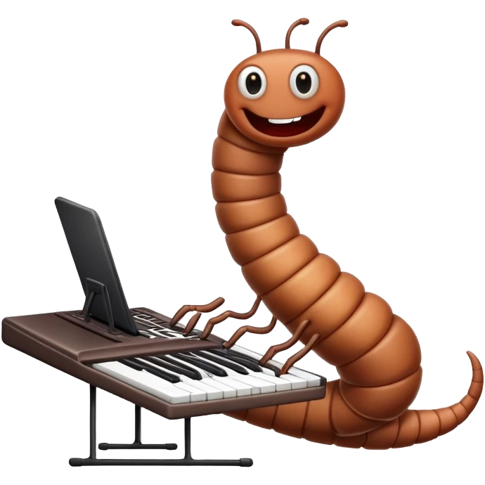worm playing a keyboard emoji