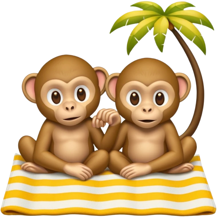 two monkeys tanning emoji