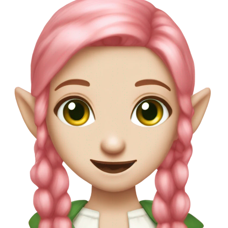 Cute pink pale vampire teeth vampire princess elf ears green eyes red hair emoji
