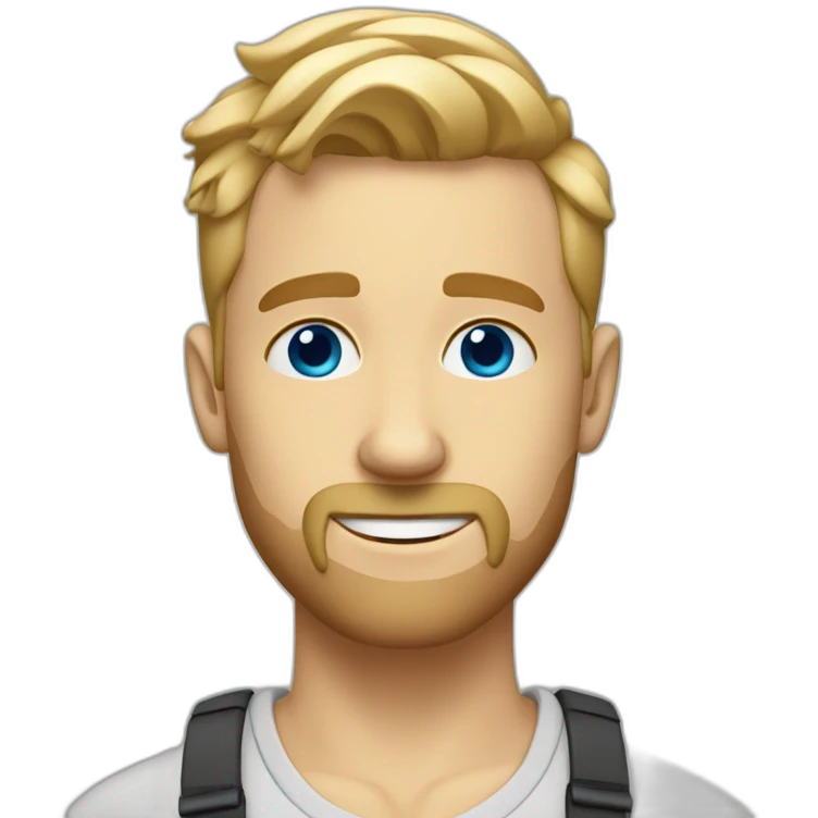blonde guy with a taper fade, short beard, blue eyes and a big nose emoji