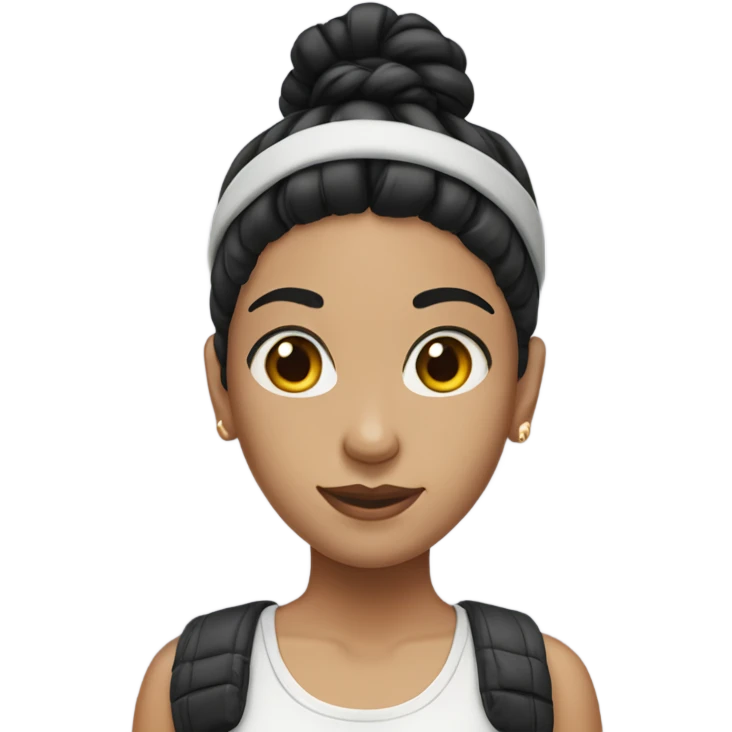 White skin black hair in a high top bun girl emoji