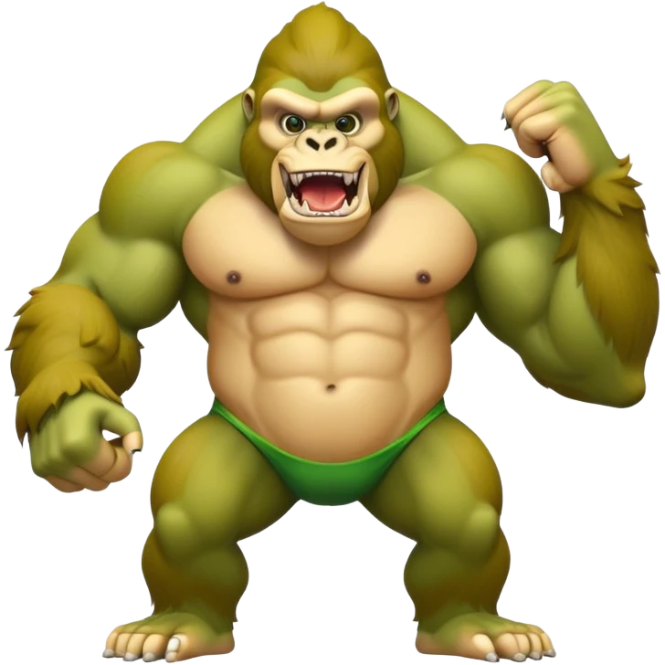A yellow curved banana body with a muscular green gorilla head on top, showing teeth emoji