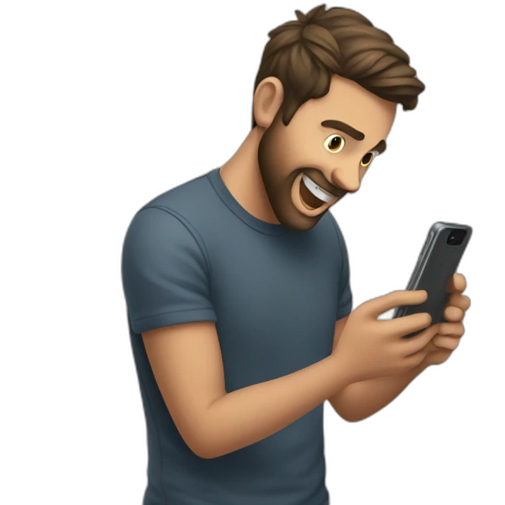guy playing with phone scrolling addict emoji