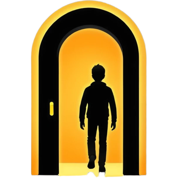 silhouette walking through a glowing doorway emoji