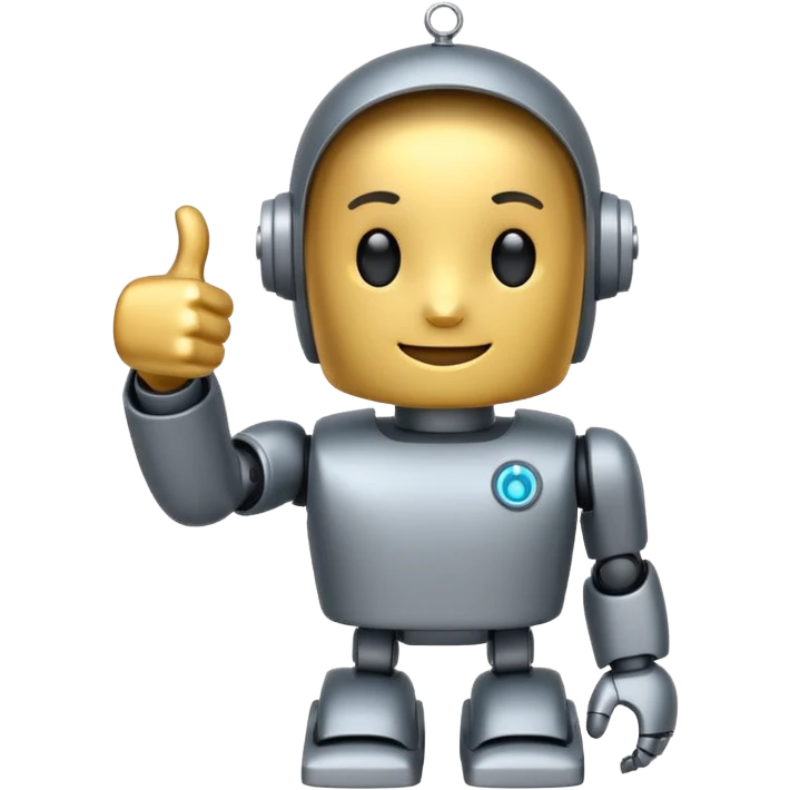 cute recruiter robot emoji, flat, giving a thumbs up, business casual emoji