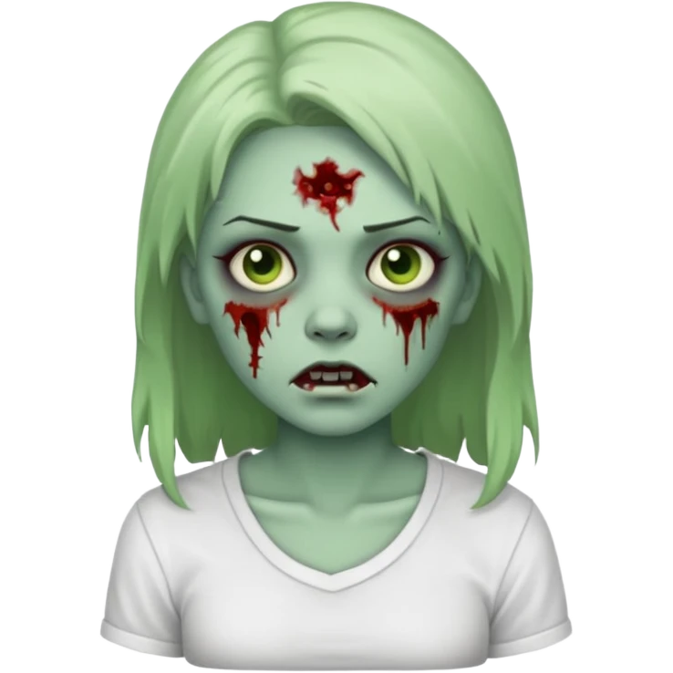 zombie girl with white shirt but similar to this with green skin emoji