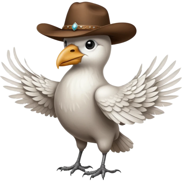a white crow with a cowboy hat emoji