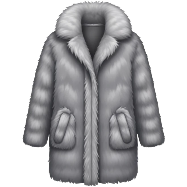 super realistic grey fur coat isolated emoji