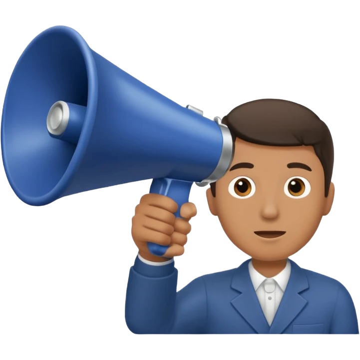 megaphone with male hand, collage style emoji