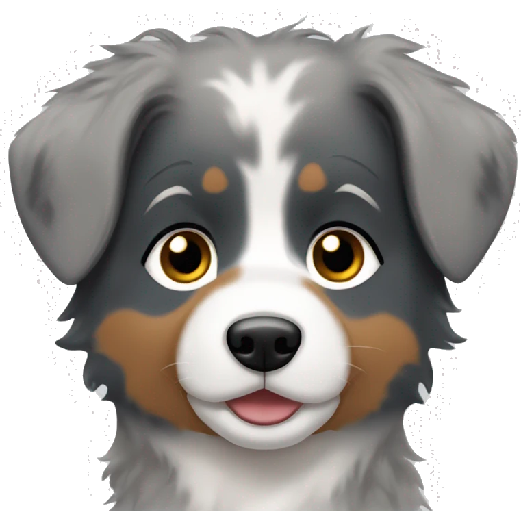 Brunette woman with short hair and blue Merle Australian shepherd emoji
