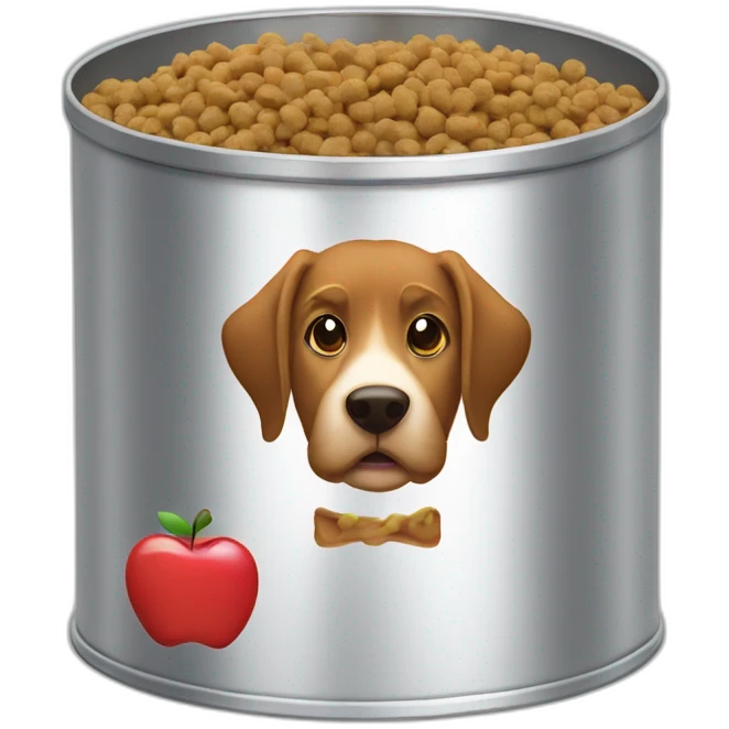 open tin of dogfood with the Apple logo emoji